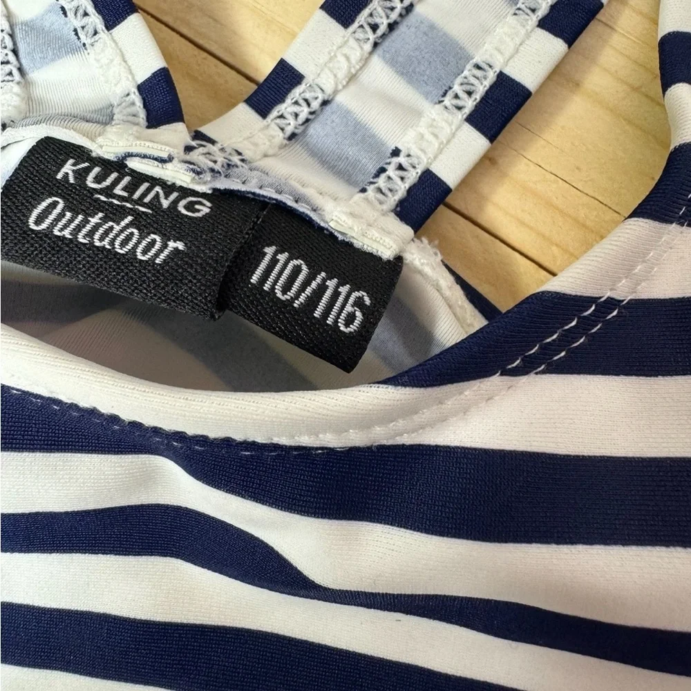 Kuling Outdoors Two Piece Bikini 5/6 Navy White Stripe Swim Set Beach Coastal